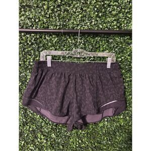 Lululemon Black Leopard Print Hotty Hot Shorts Size 12